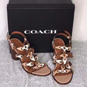 COACH Leather Saddle Chalk Beechwood Slingbacks